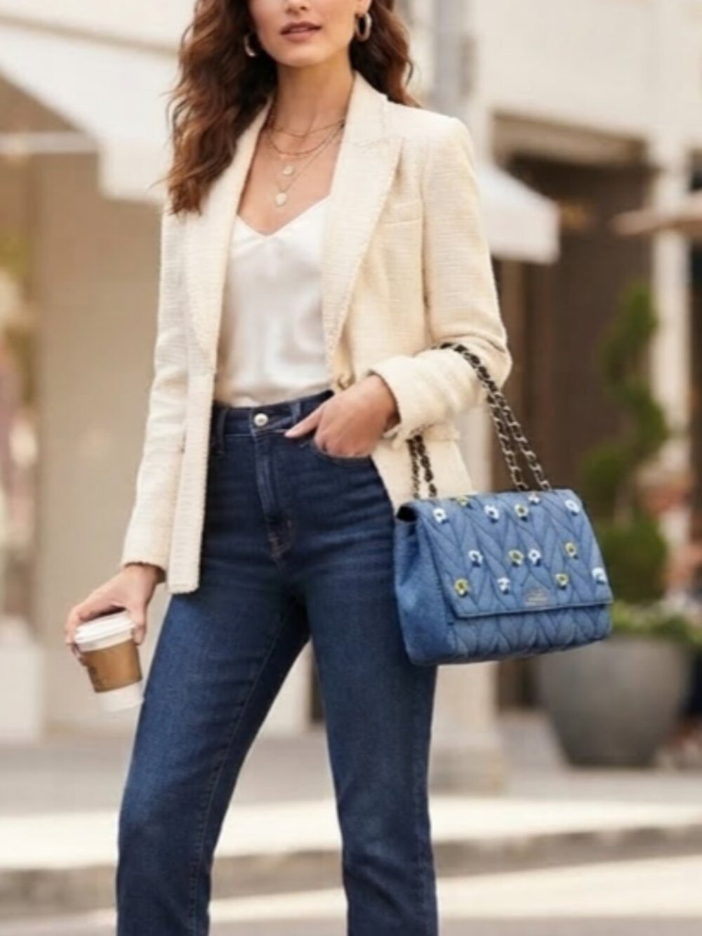 Kate Spade Emelyn Briar Lane Quilted Blue Denim Chain Strap Purse Shoulder Bag